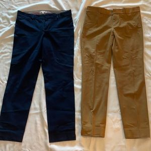 Banana republic straight leg pants size 6 navy and camel stretch viscose